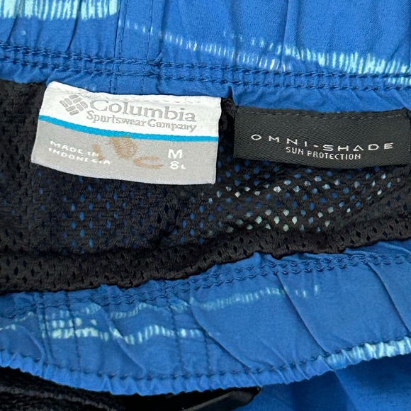 Columbia Mens Blue Swim Trunks Lined  Shorts Size M Belted Omni Shade - Picture 6 of 10